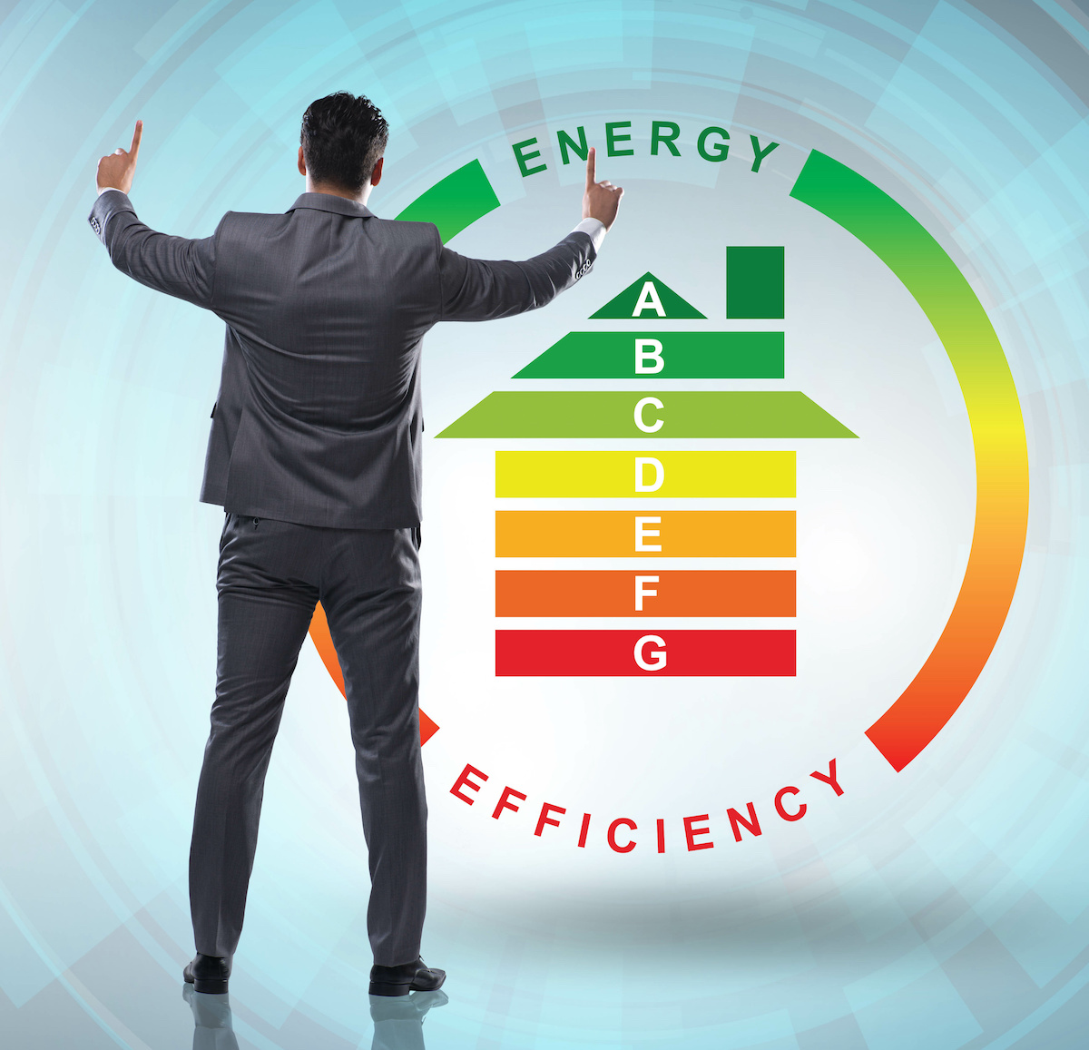 Businessman in energy efficiency concept